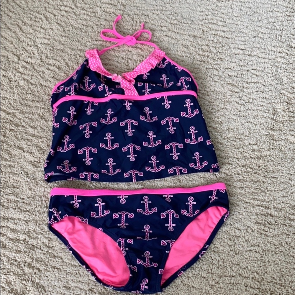 Girls two piece anchor swimsuit